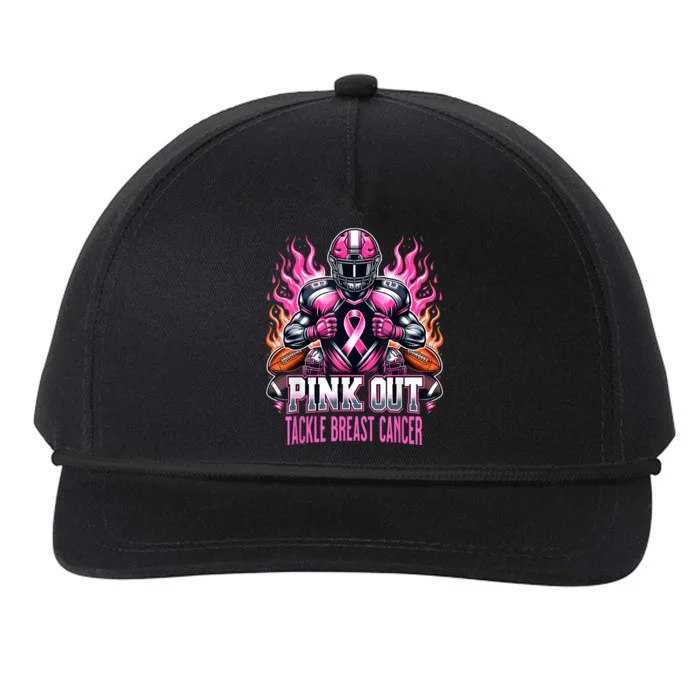 Pink Out Tackle Breast Cancer Awareness Football Snapback Five-Panel Rope Hat