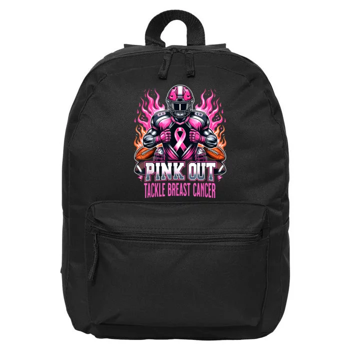 Pink Out Tackle Breast Cancer Awareness Football 16 in Basic Backpack