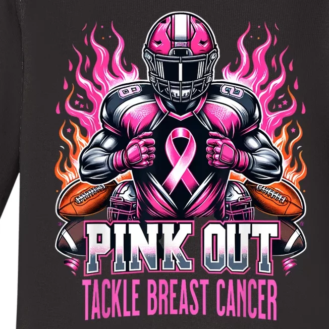 Pink Out Tackle Breast Cancer Awareness Football Baby Long Sleeve Bodysuit