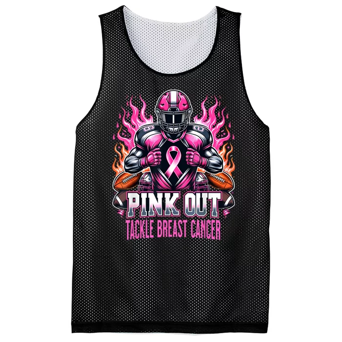 Pink Out Tackle Breast Cancer Awareness Football Mesh Reversible Basketball Jersey Tank