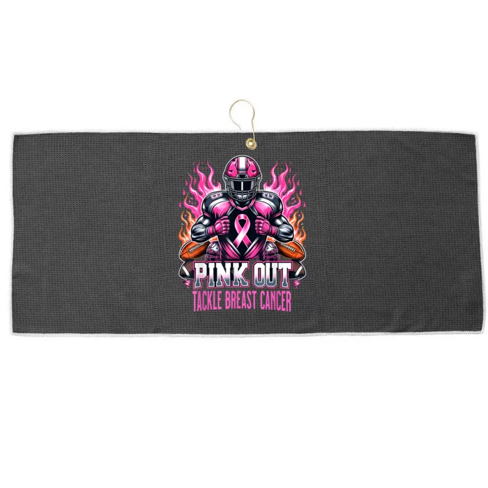 Pink Out Tackle Breast Cancer Awareness Football Large Microfiber Waffle Golf Towel