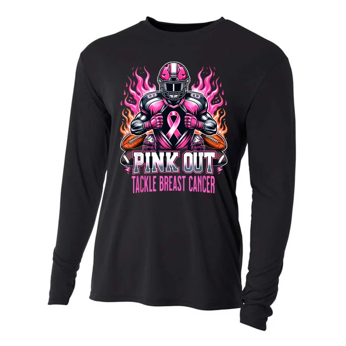 Pink Out Tackle Breast Cancer Awareness Football Cooling Performance Long Sleeve Crew