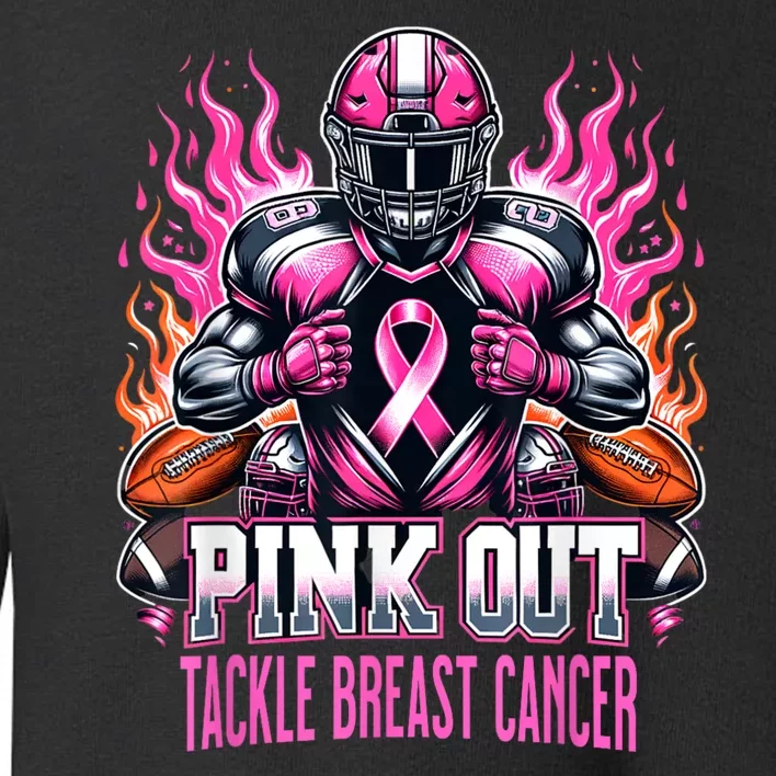 Pink Out Tackle Breast Cancer Awareness Football Toddler Sweatshirt