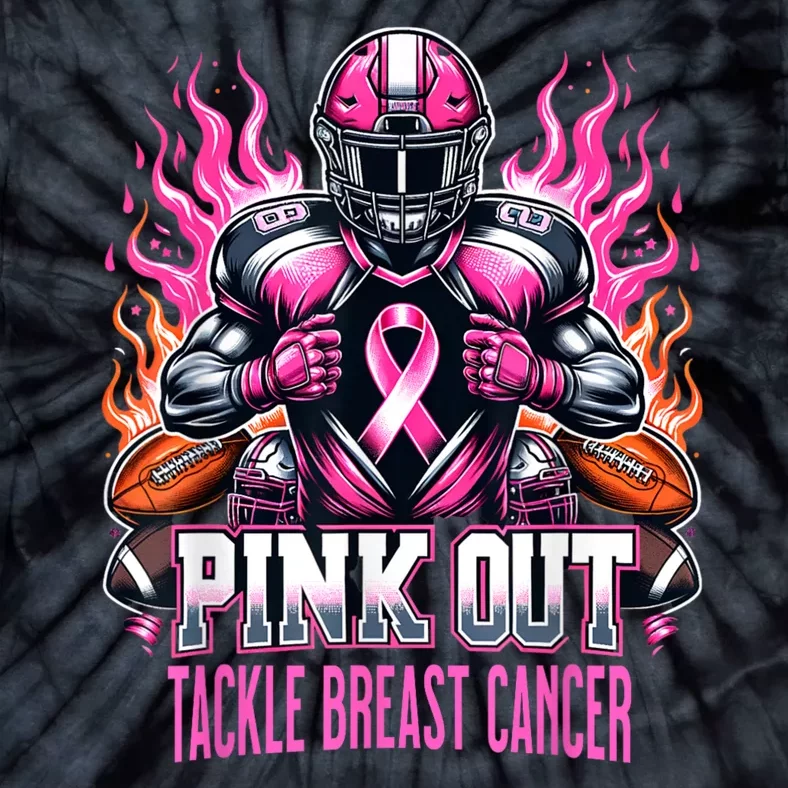 Pink Out Tackle Breast Cancer Awareness Football Tie-Dye T-Shirt