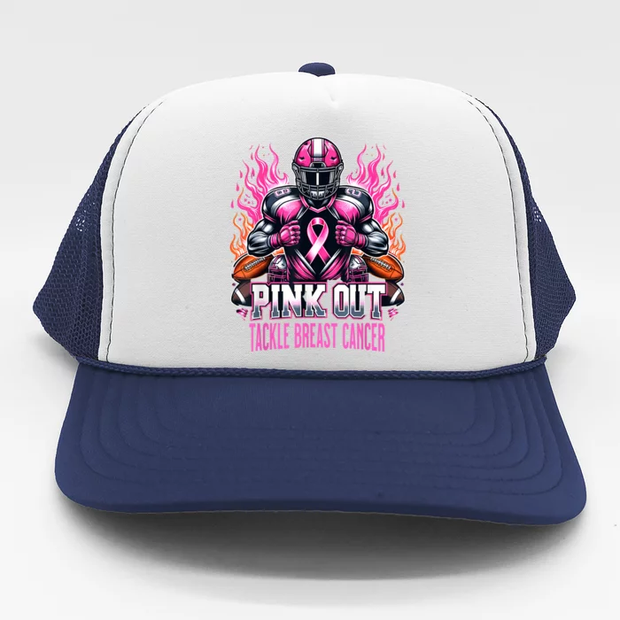 Pink Out Tackle Breast Cancer Awareness Football Trucker Hat