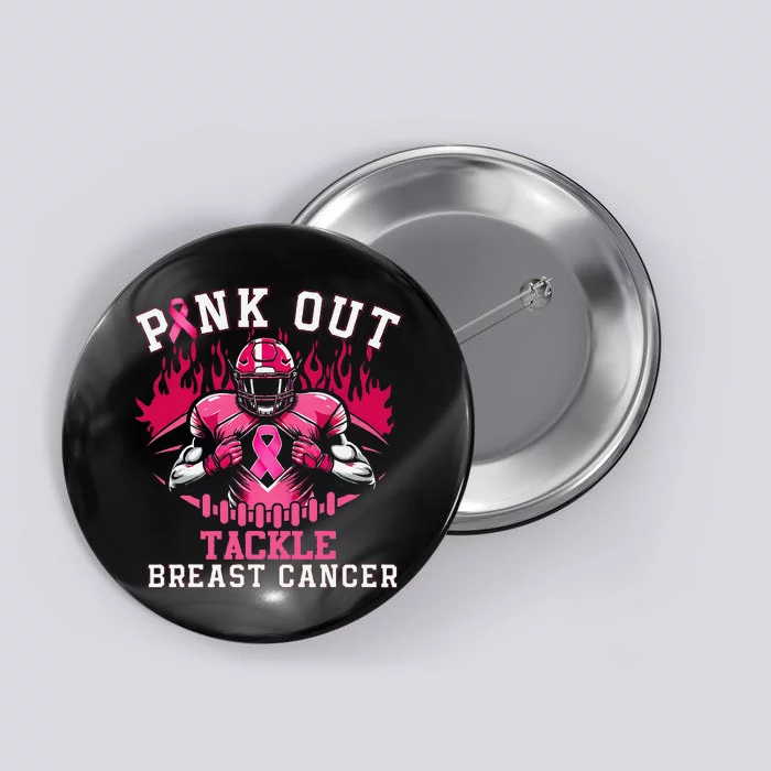 Pin.K Out Tackle Breast Cancer Awareness Football Pin.K Ribbon Button