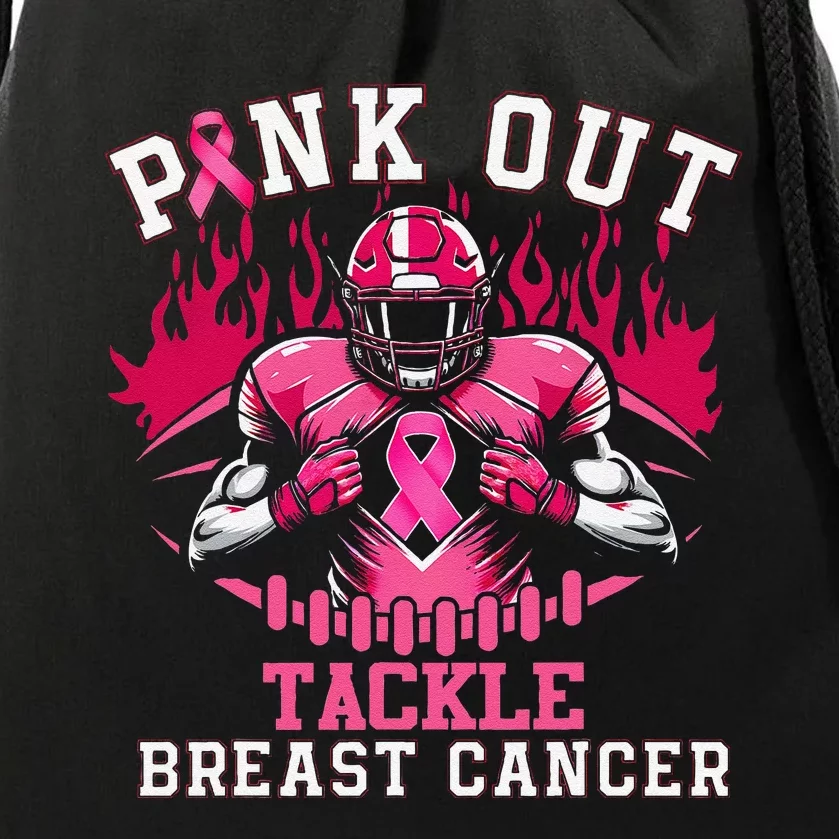 Pin.K Out Tackle Breast Cancer Awareness Football Pin.K Ribbon Drawstring Bag