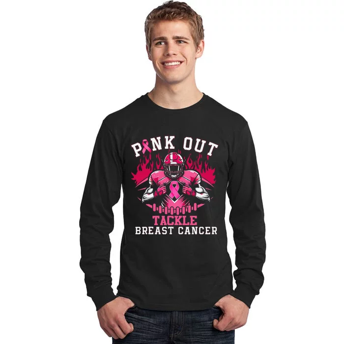 Pin.K Out Tackle Breast Cancer Awareness Football Pin.K Ribbon Tall Long Sleeve T-Shirt