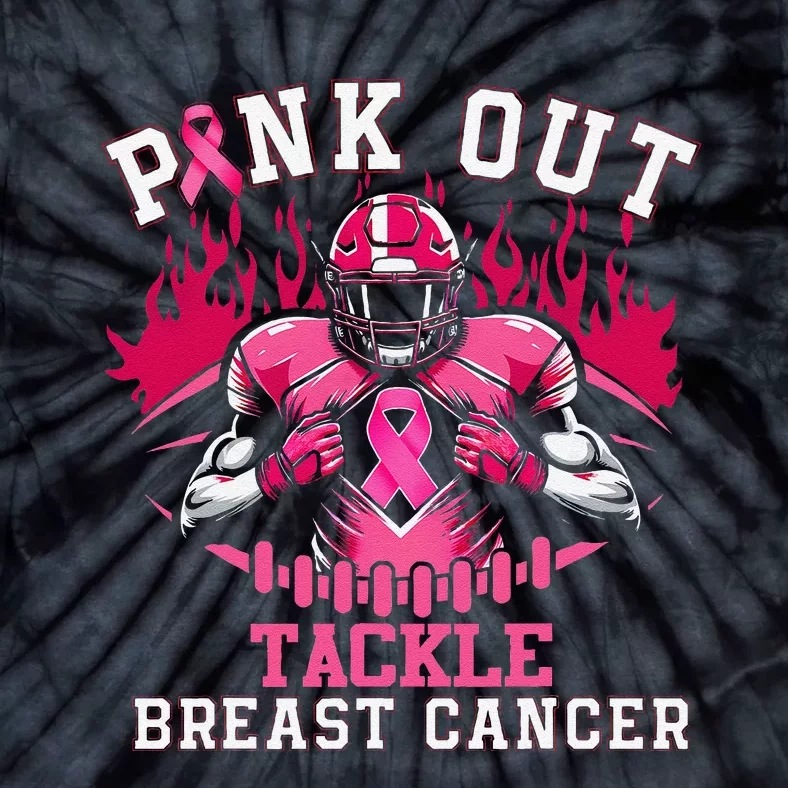 Pin.K Out Tackle Breast Cancer Awareness Football Pin.K Ribbon Tie-Dye T-Shirt