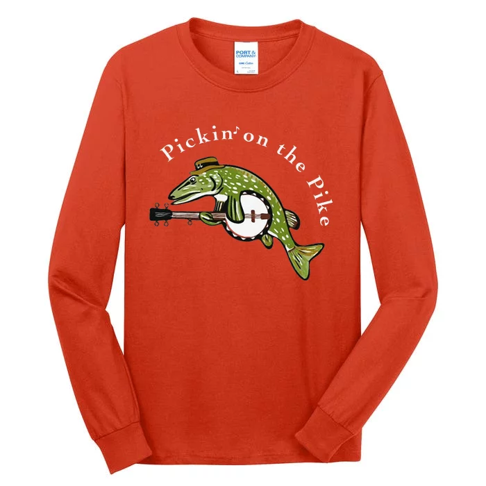 Pickin On The Pike Graphic For Music Loving Fisherman Tall Long Sleeve T-Shirt