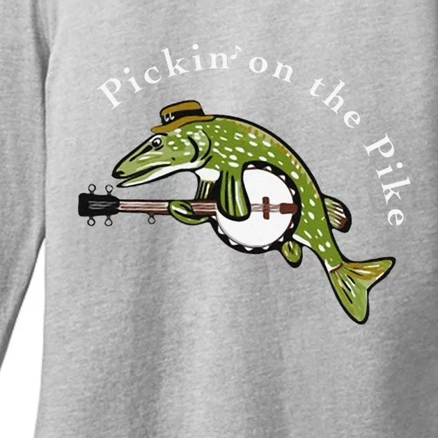 Pickin On The Pike Graphic For Music Loving Fisherman Womens CVC Long Sleeve Shirt