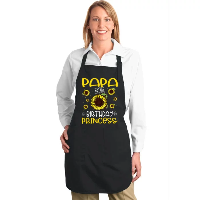 Papa Of The Birthday Princess Sunflower Family Full-Length Apron With Pocket