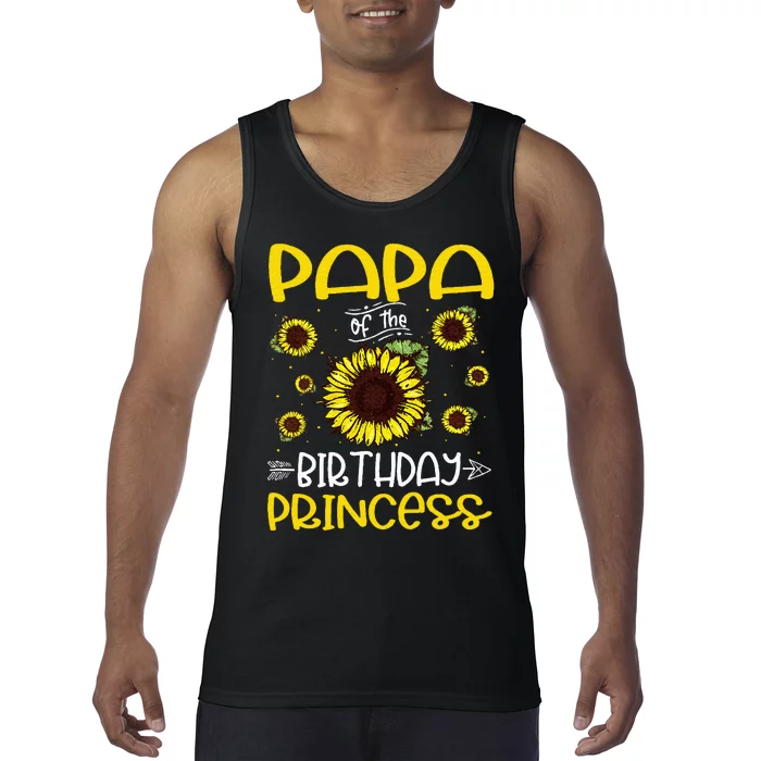 Papa Of The Birthday Princess Sunflower Family Tank Top