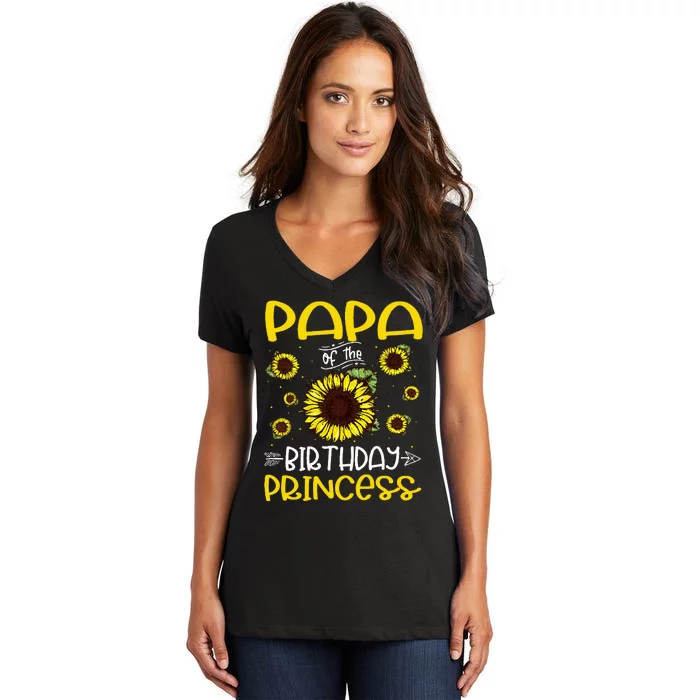 Papa Of The Birthday Princess Sunflower Family Women's V-Neck T-Shirt