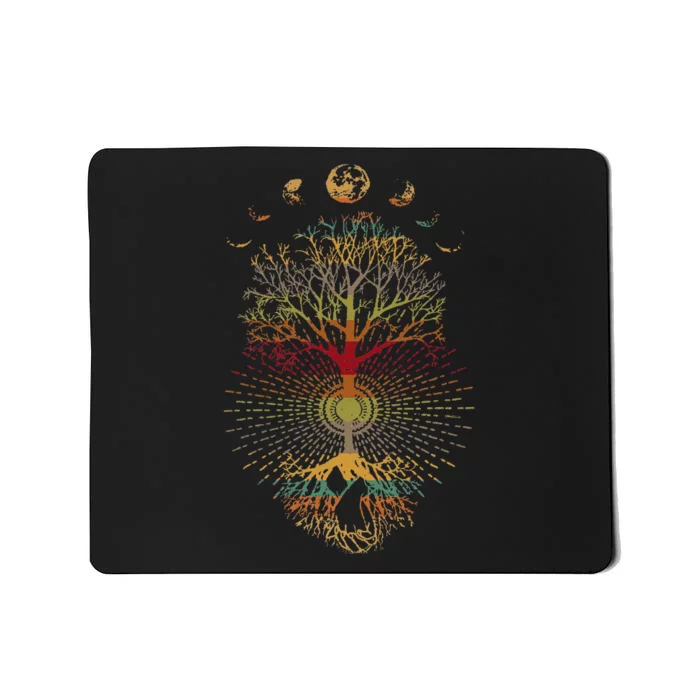 Phases Of The Moon Retro 60s 70s Vibe Tree Of Life Mousepad