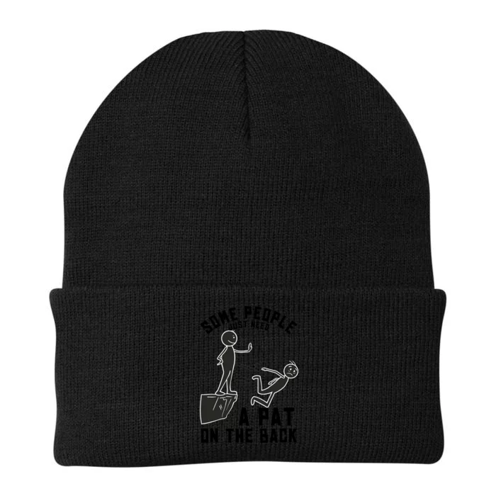 Pat On The Back Funny Adult Sarcastic Design Knit Cap Winter Beanie