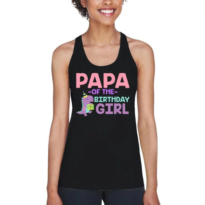 Papa of The Birthday For Saurus Rex Dinosaur Party Women's Racerback Tank