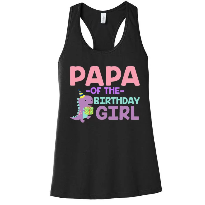 Papa of The Birthday For Saurus Rex Dinosaur Party Women's Racerback Tank