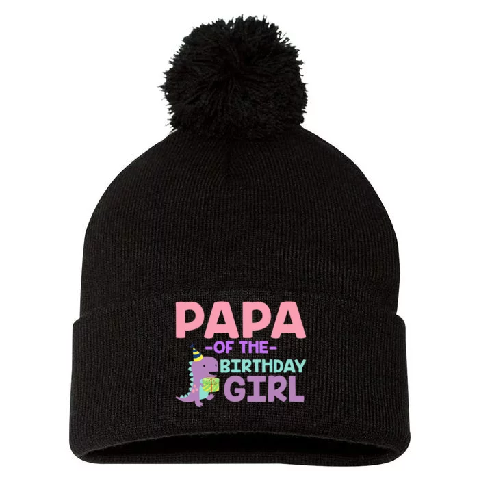 Papa of The Birthday For Saurus Rex Dinosaur Party Pom Pom 12in Knit Beanie