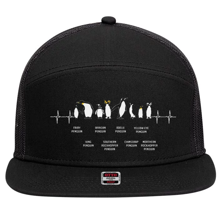 Penguins Of The World Antarctic Penguin Penguins Lover 7 Panel Mesh Trucker Snapback Hat