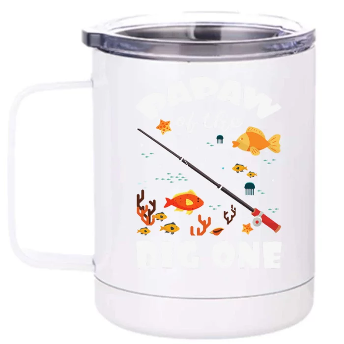 Papaw Of The Big One Birthday Fishing Theme Bday Celebration Front & Back 12oz Stainless Steel Tumbler Cup