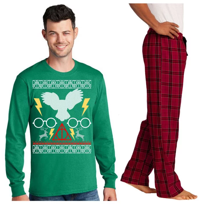 Potter Ugly Christmas Sweater Lighting Long Sleeve Pajama Set