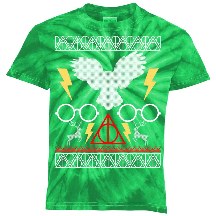 Potter Ugly Christmas Sweater Lighting Kids Tie-Dye T-Shirt