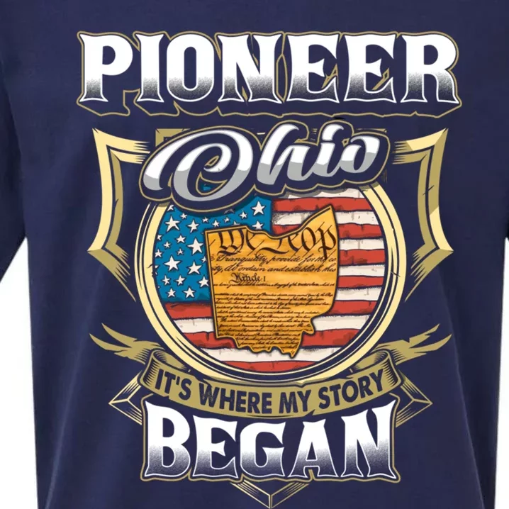 Pioneer Ohio Usa Flag 4th Of July Funny Gift Sueded Cloud Jersey T-Shirt