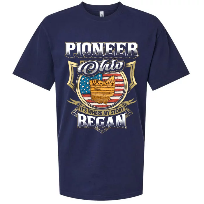 Pioneer Ohio Usa Flag 4th Of July Funny Gift Sueded Cloud Jersey T-Shirt