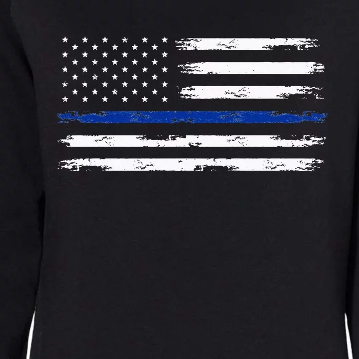 Police Officer US USA American Flag Thin Blue Line Womens California Wash Sweatshirt