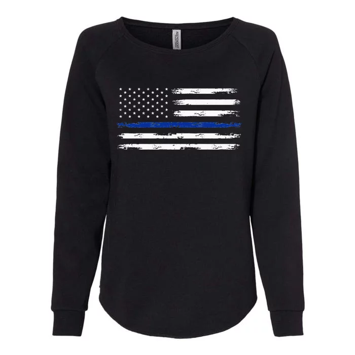 Police Officer US USA American Flag Thin Blue Line Womens California Wash Sweatshirt