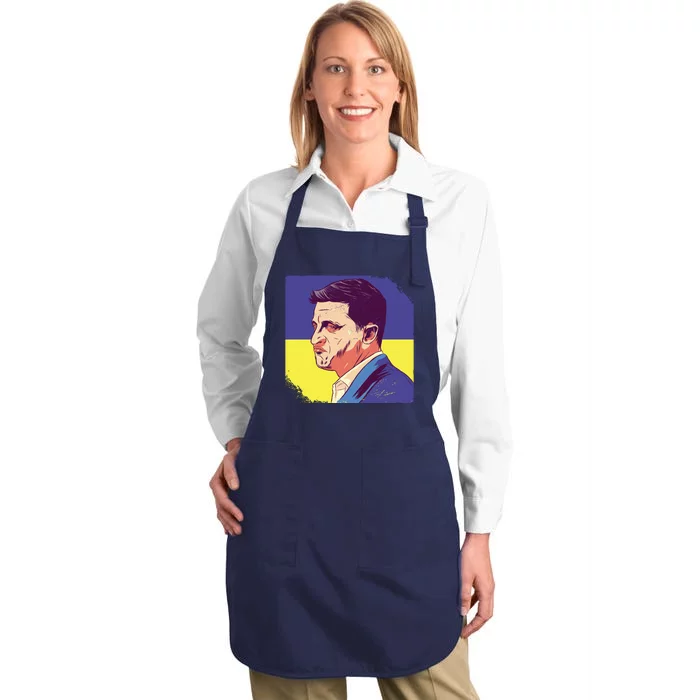 President Of Ukraine Volodymyr Zelenskyy Full-Length Apron With Pocket