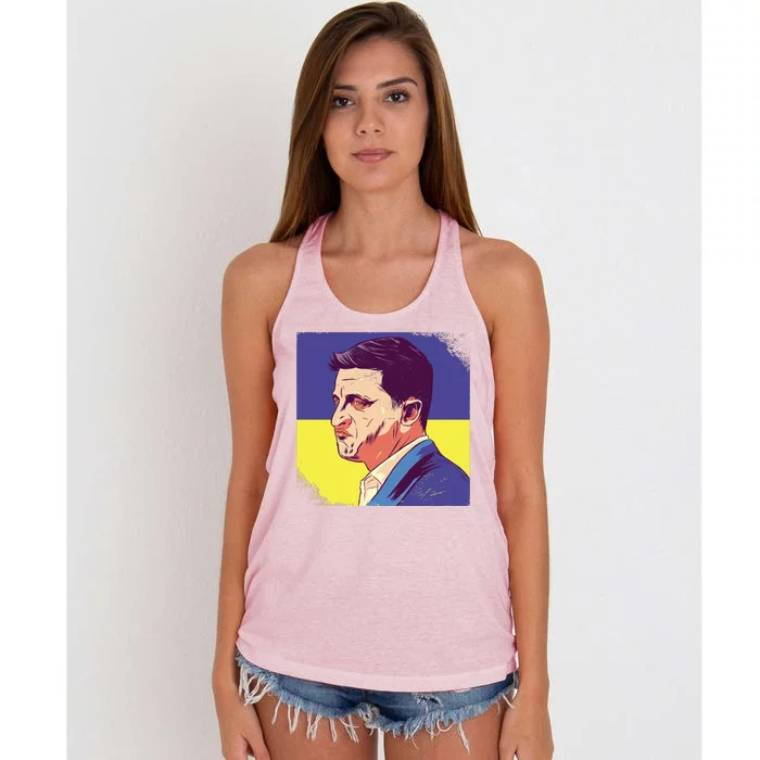 President Of Ukraine Volodymyr Zelenskyy Women's Knotted Racerback Tank