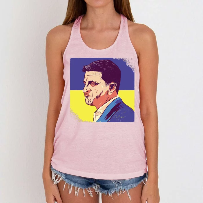 President Of Ukraine Volodymyr Zelenskyy Women's Knotted Racerback Tank