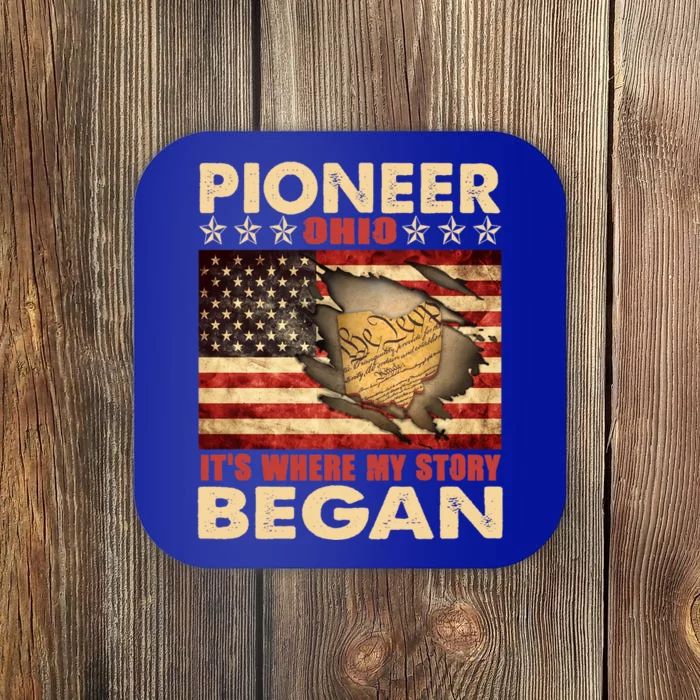 Pioneer Ohio Usa Flag 4th Of July Great Gift Coaster