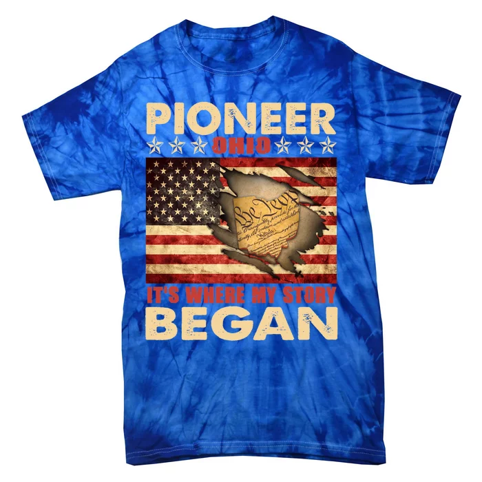 Pioneer Ohio Usa Flag 4th Of July Great Gift Tie-Dye T-Shirt