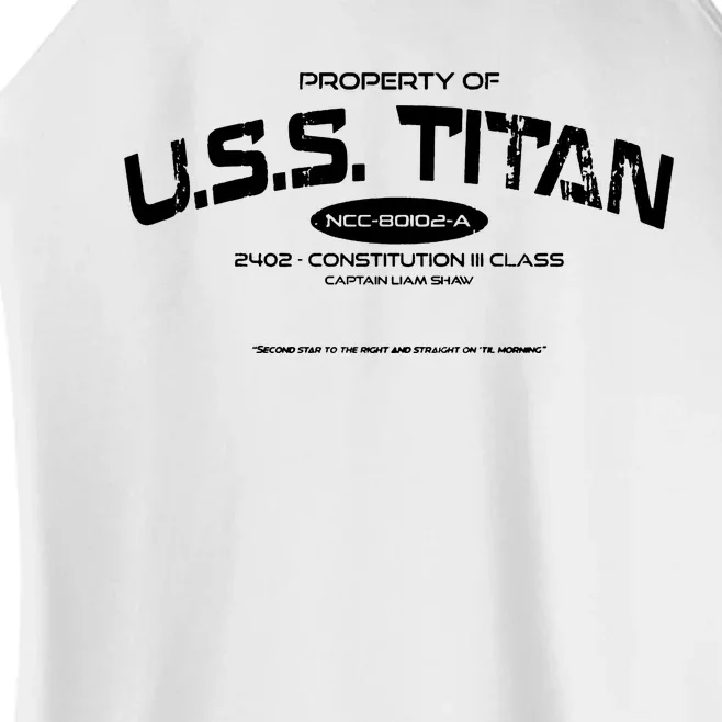 Property Of Uss Titan 2402 Constitution Iii Class Captain Liam Shaw Women’s Perfect Tri Rocker Tank