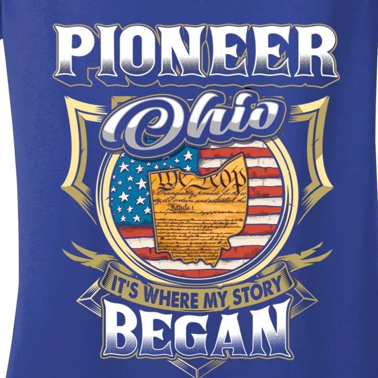 Pioneer Ohio Usa Flag 4th Of July Gift Women's V-Neck T-Shirt