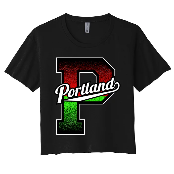 Portland Oregon Vintage Big P Women's Crop Top Tee