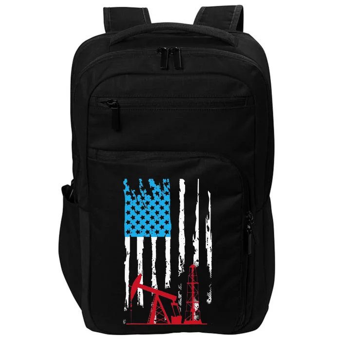 Patriotic Oilfield Worker Oilman Oil Rig Drilling US Flag Impact Tech Backpack