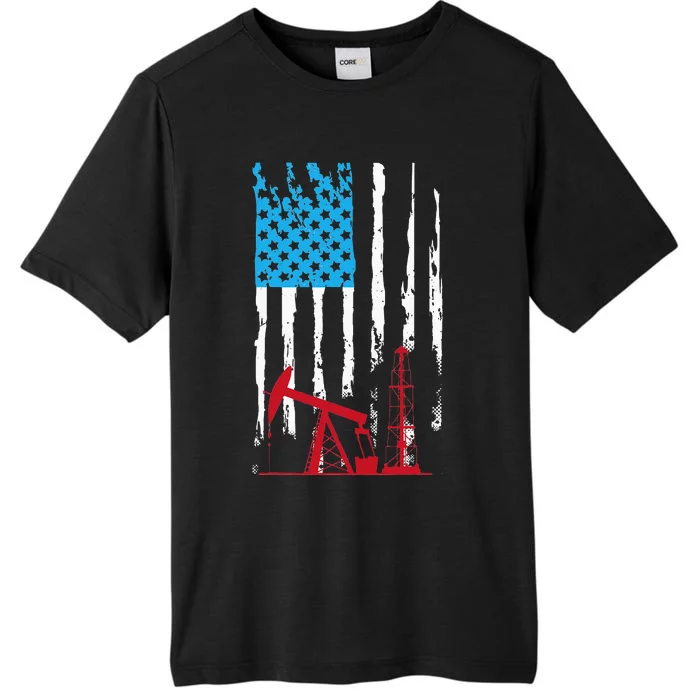 Patriotic Oilfield Worker Oilman Oil Rig Drilling US Flag ChromaSoft Performance T-Shirt