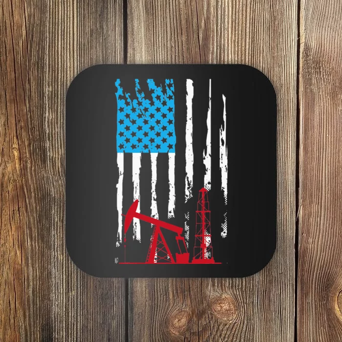 Patriotic Oilfield Worker Oilman Oil Rig Drilling US Flag Coaster