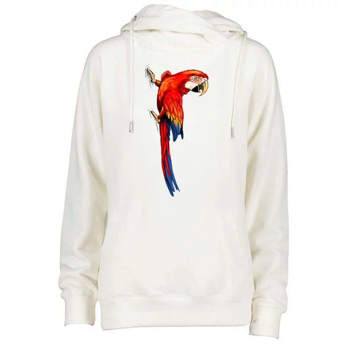 Parrot On Wall Womens Funnel Neck Pullover Hood