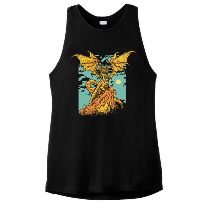 Powerful Dragon Creature Ladies Tri-Blend Wicking Tank