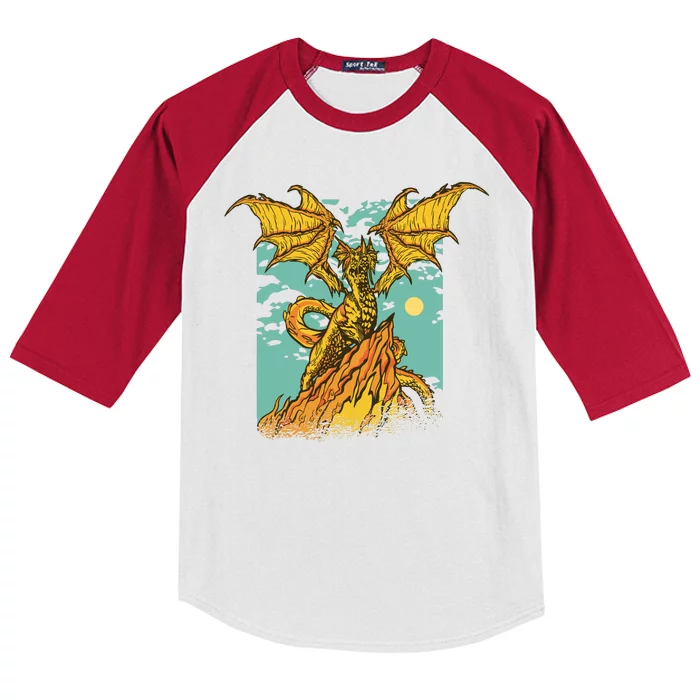 Powerful Dragon Creature Kids Colorblock Raglan Jersey