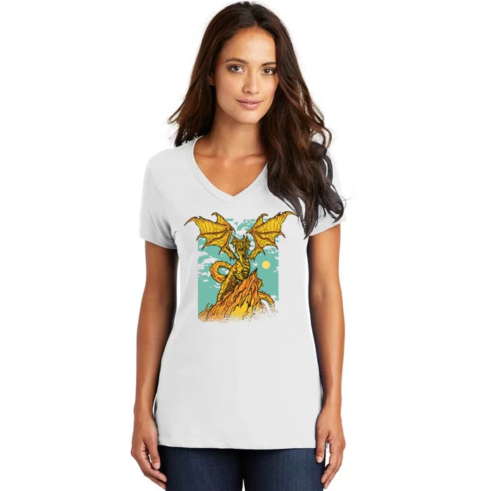 Powerful Dragon Creature Women's V-Neck T-Shirt