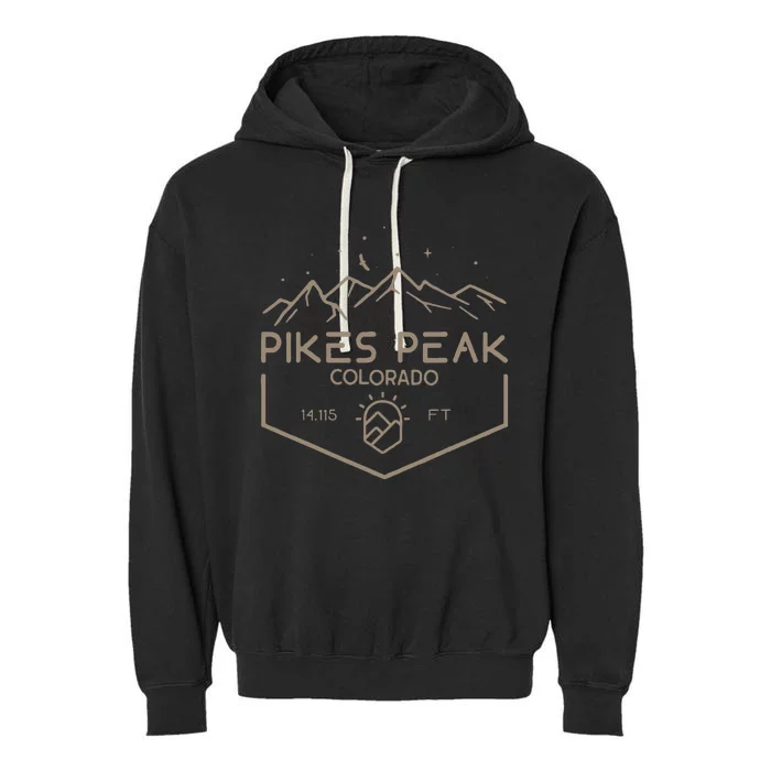 Pikes Peak 14115 Ft. Colorado Mountains Garment-Dyed Fleece Hoodie