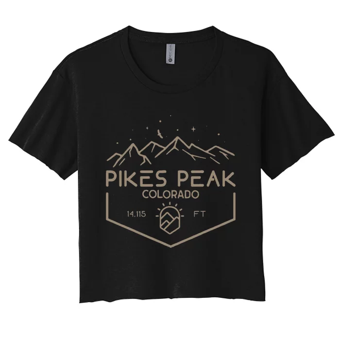 Pikes Peak 14115 Ft. Colorado Mountains Women's Crop Top Tee