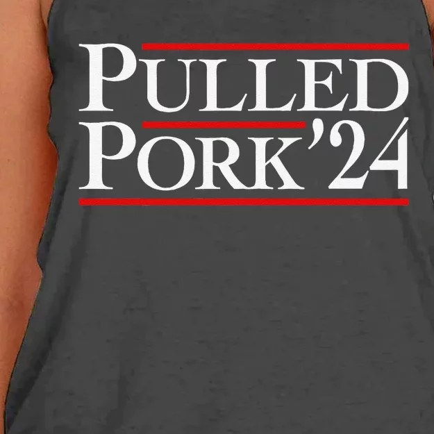 Pulled Pork 24 Funny Bbq Lover Political Slogan Humor Pun Women's Knotted Racerback Tank