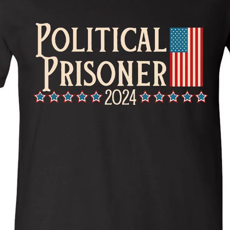 Political Prisoner 2024 Vote Trump November 5 American Flag V-Neck T-Shirt